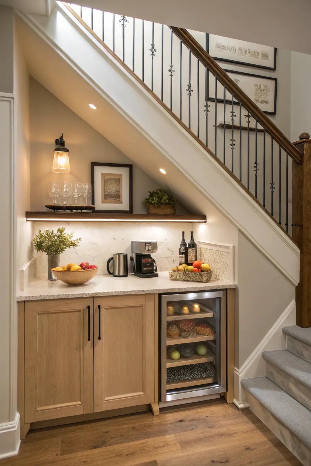 A small countertop adds versatility and convenience to your pantry.