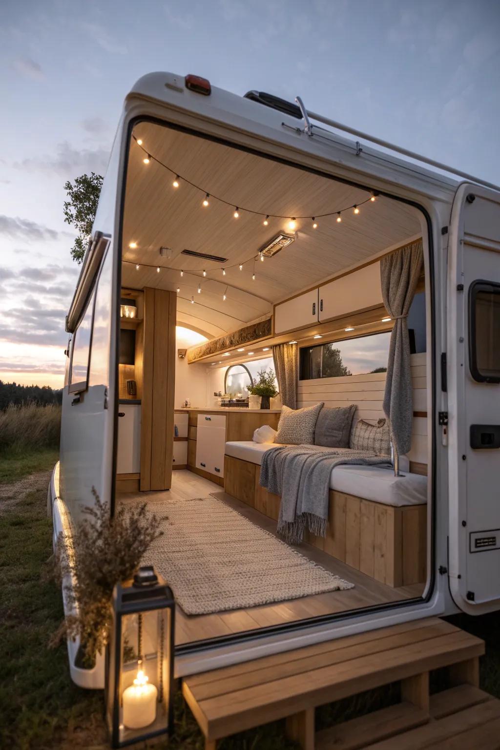 Expand your RV living area with clever perimeter lighting.