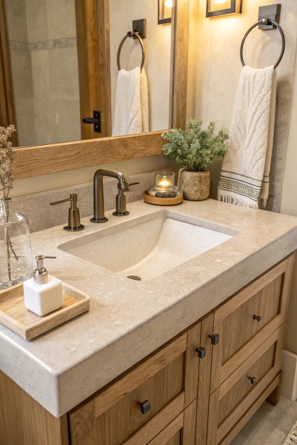 Undermount sinks blend seamlessly for a clean, elegant finish in your bathroom.