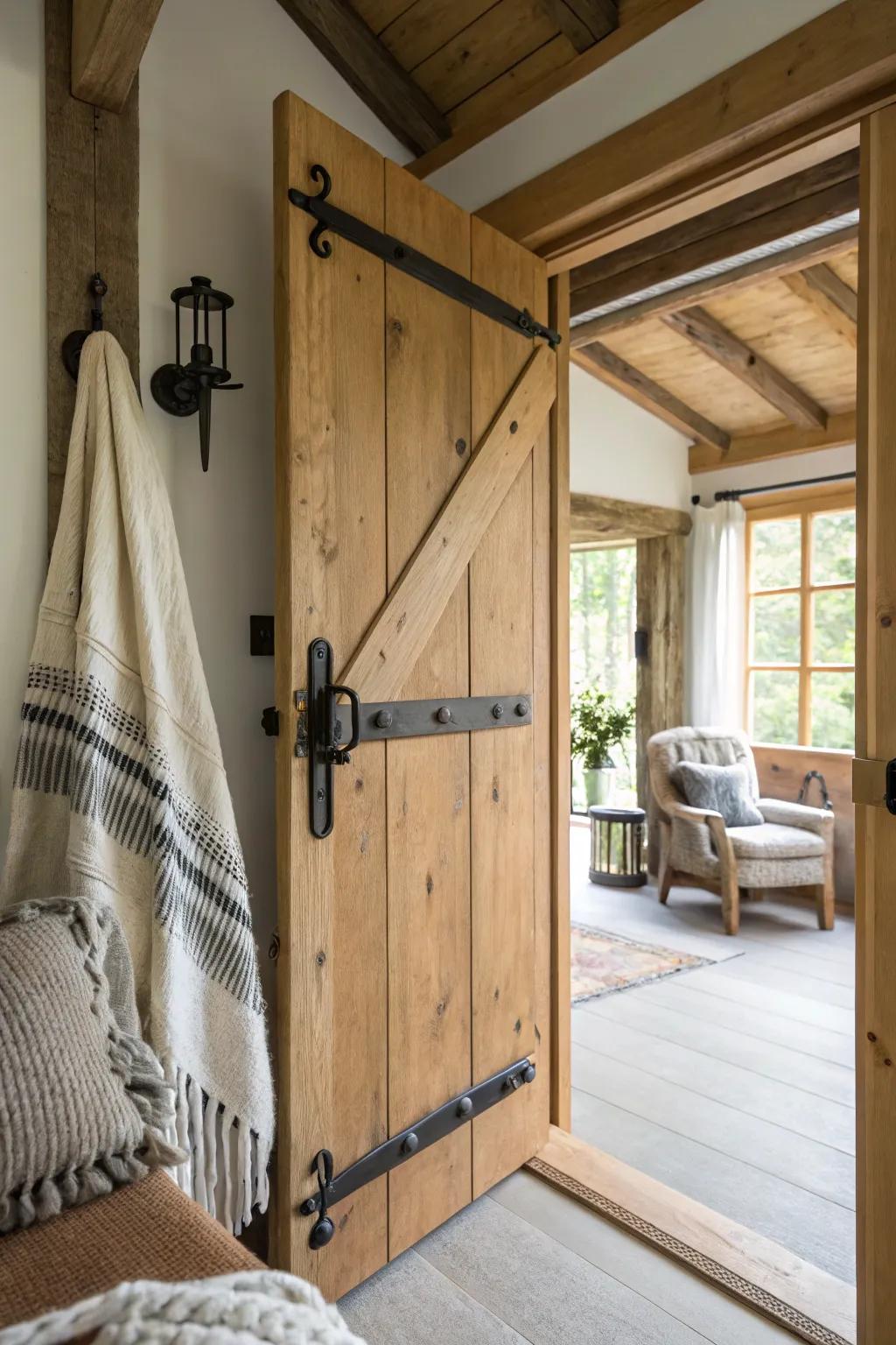 Add a touch of elegance with black iron hardware in your cabin.