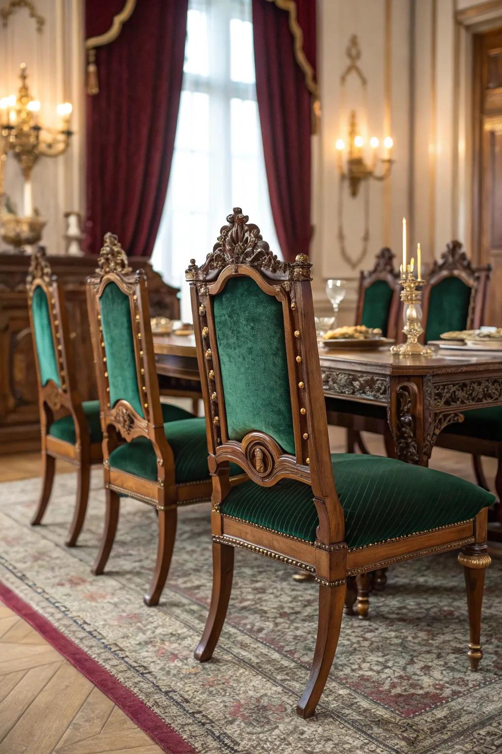 Victorian-style chairs provide both comfort and a dash of historical flair. #SeatingStyle #ClassicElegance