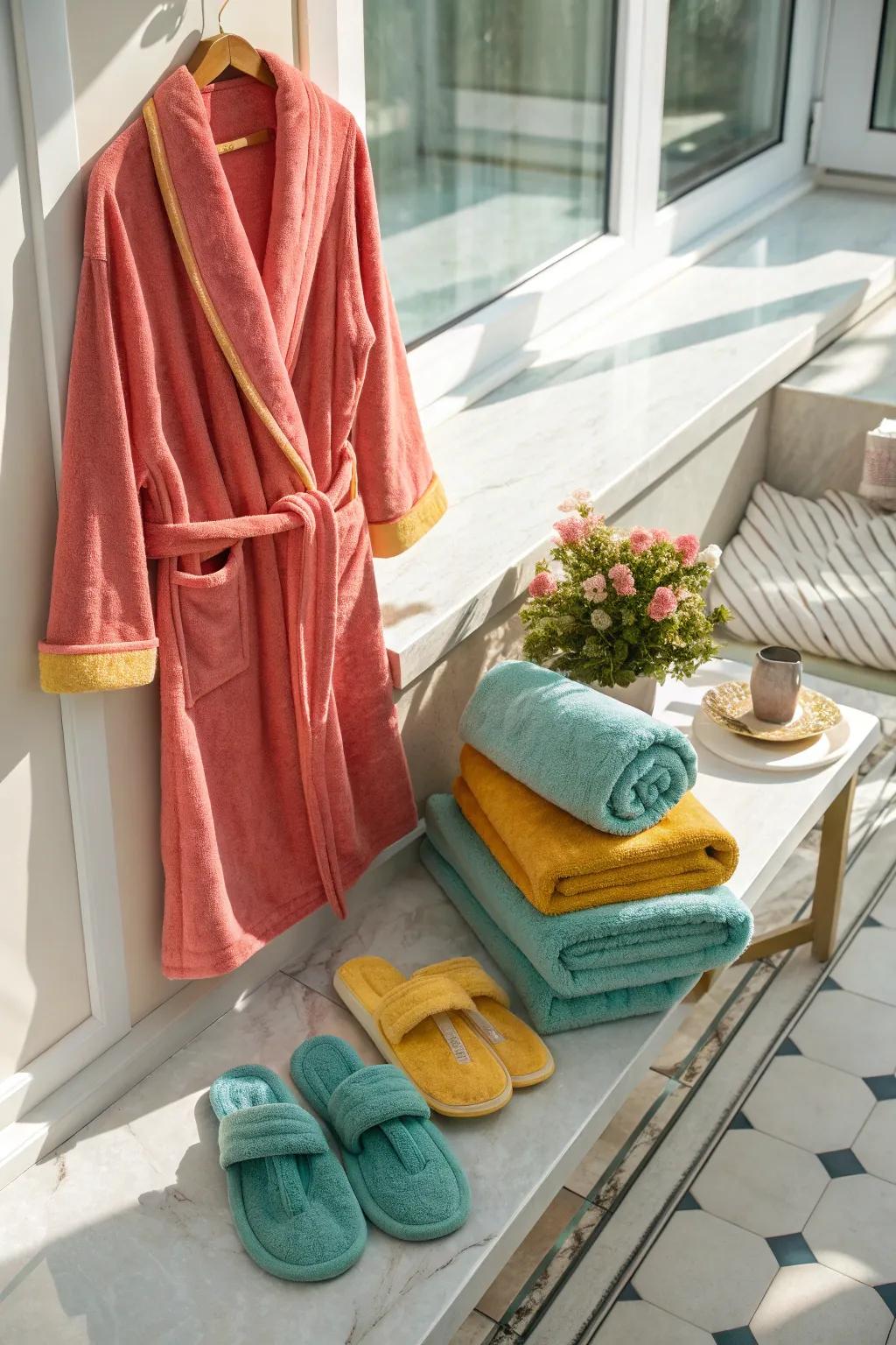 Indulge yourself with our plush bathrobes and slippers, adding a touch of luxury to your stay.