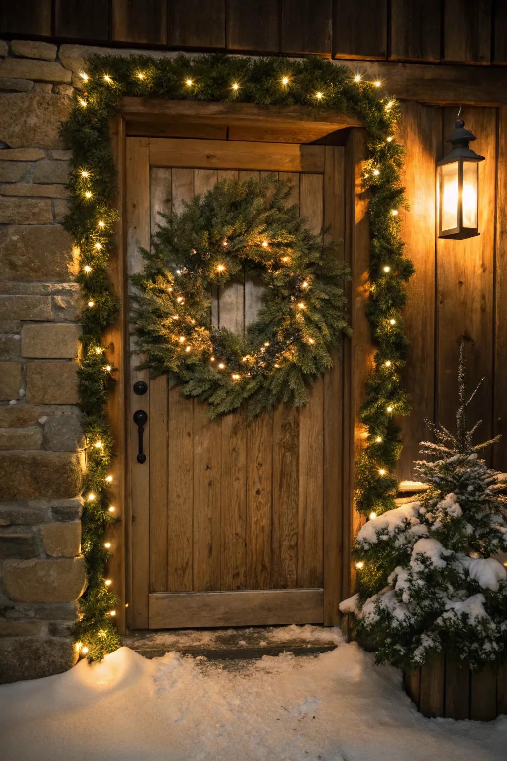 Welcome loved ones with a lighted wreath that radiates holiday cheer from your front door.