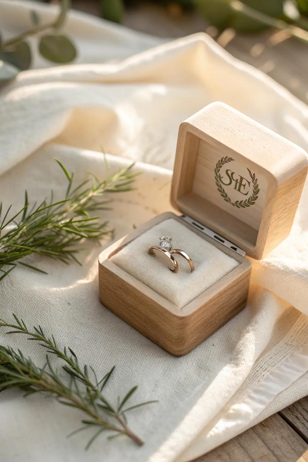 Personalize your proposal with a monogrammed box that showcases your initials in style.