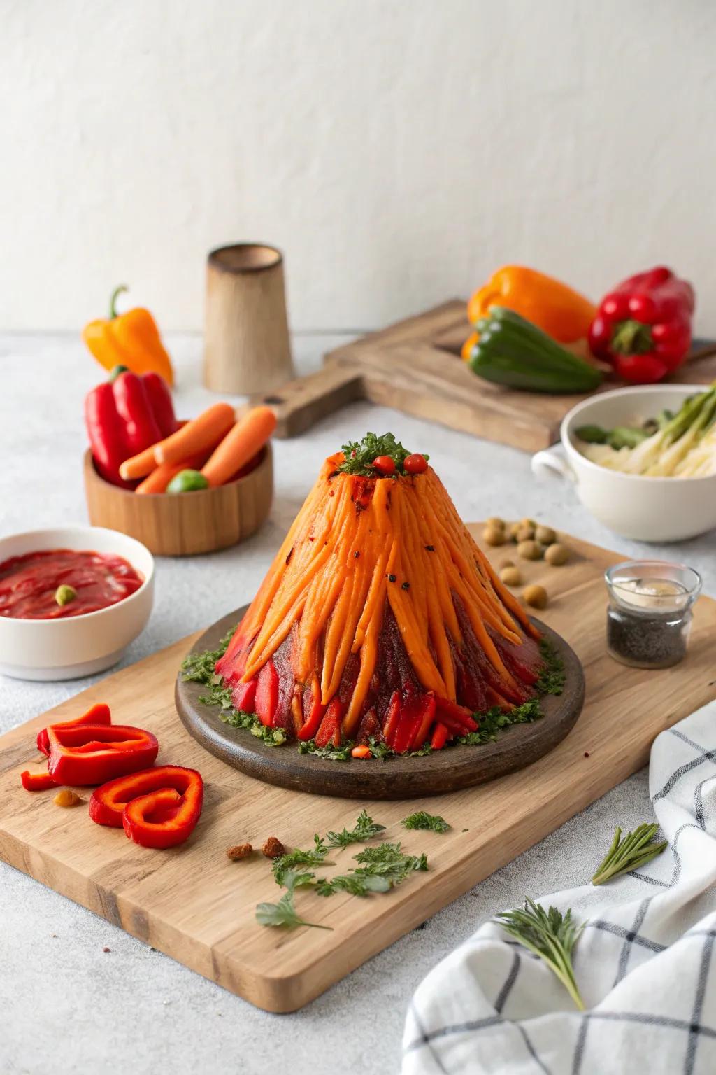 Bring the heat to your decor with this explosive vegetable volcano.