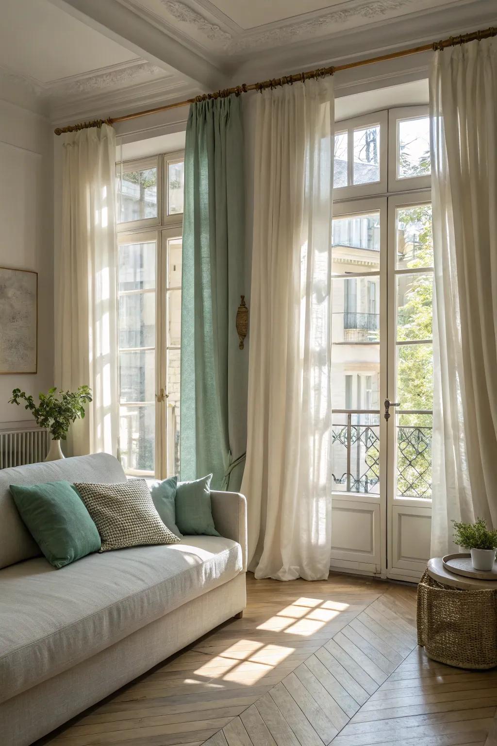 Achieve elegance and functionality with layered window treatments.