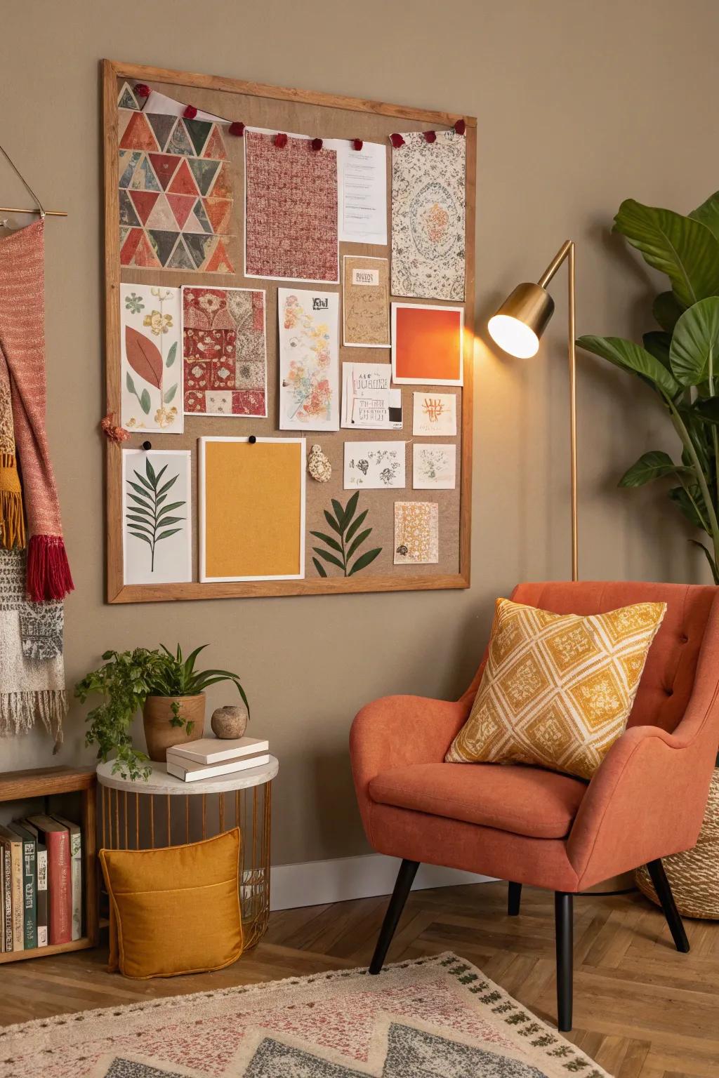 Elevate your decor with a bulletin board rich in texture and depth.