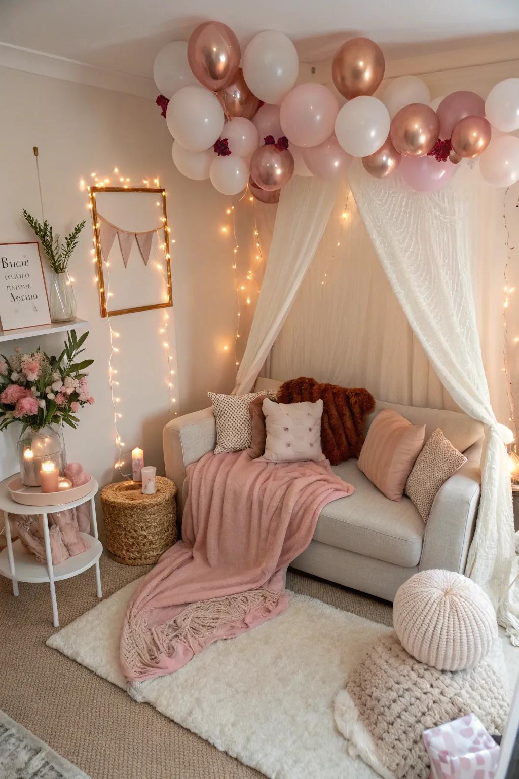 A cozy corner invites whispered secrets and shared dreams.