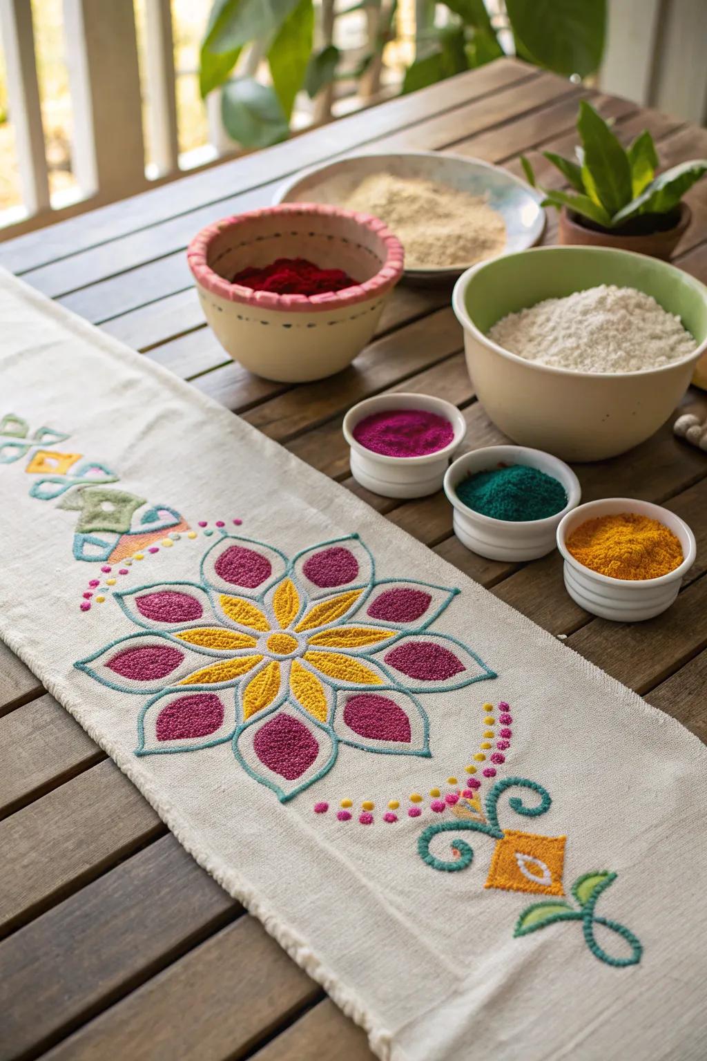 Unleash your creativity with the vibrant hues of a colorful rangoli kit.