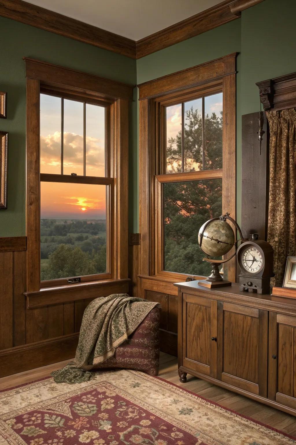 Vintage finds and knotty pine create a timeless, nostalgic space. 🕰️ #VintageCharm #HomeDecor