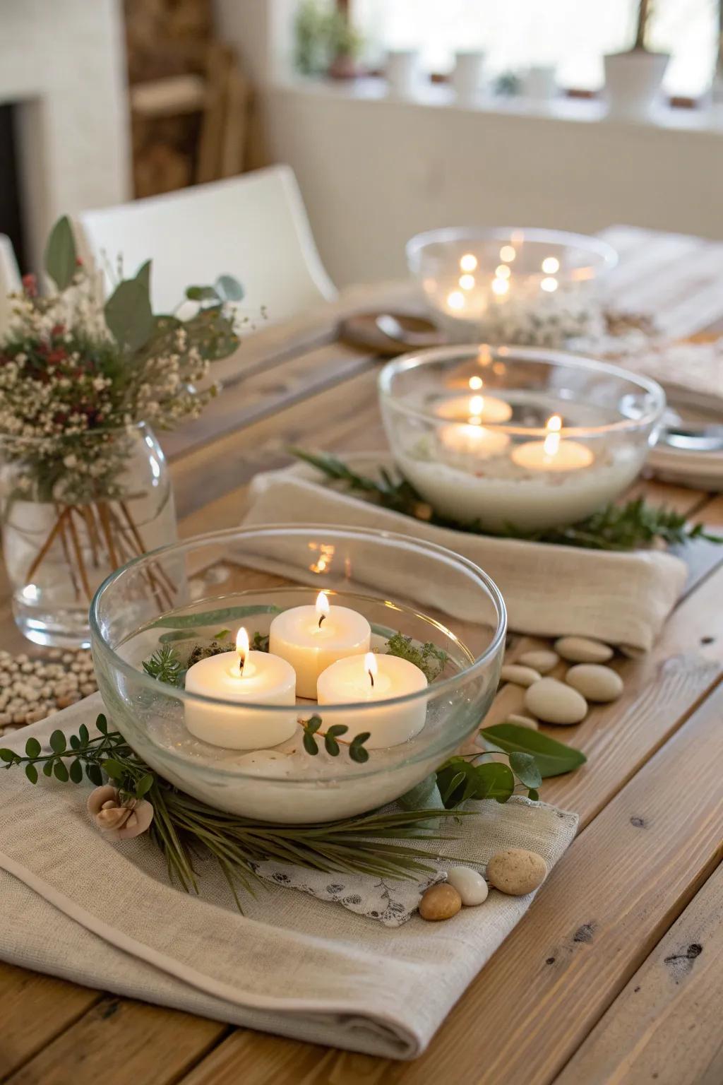 Floating candles add a touch of magic to any setting. ✨ #CandleMagic #RomanticDecor