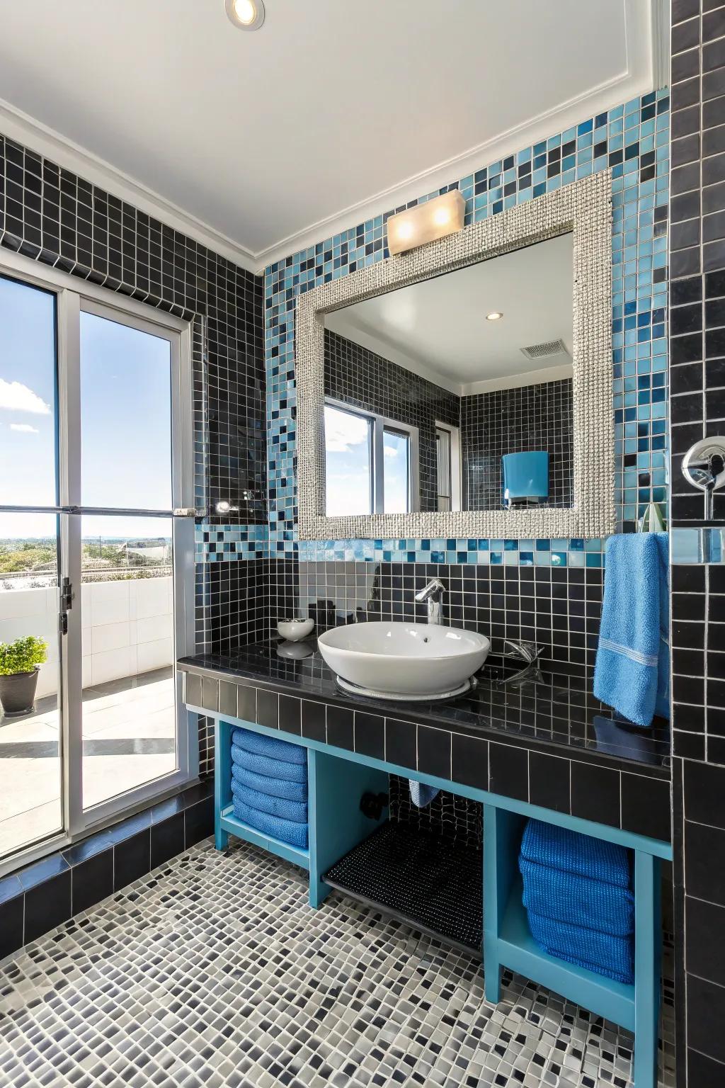 Achieve sleek sophistication with monochrome mosaics that unify your bathroom style.