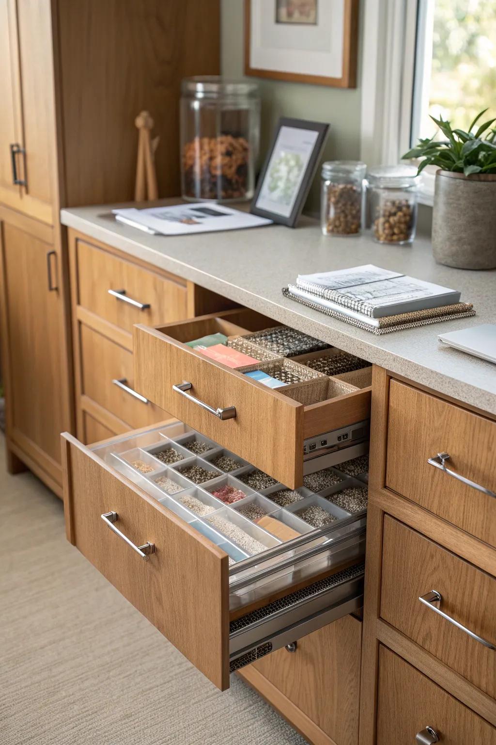 Ease and access with pull-out trays that bring everything to you.