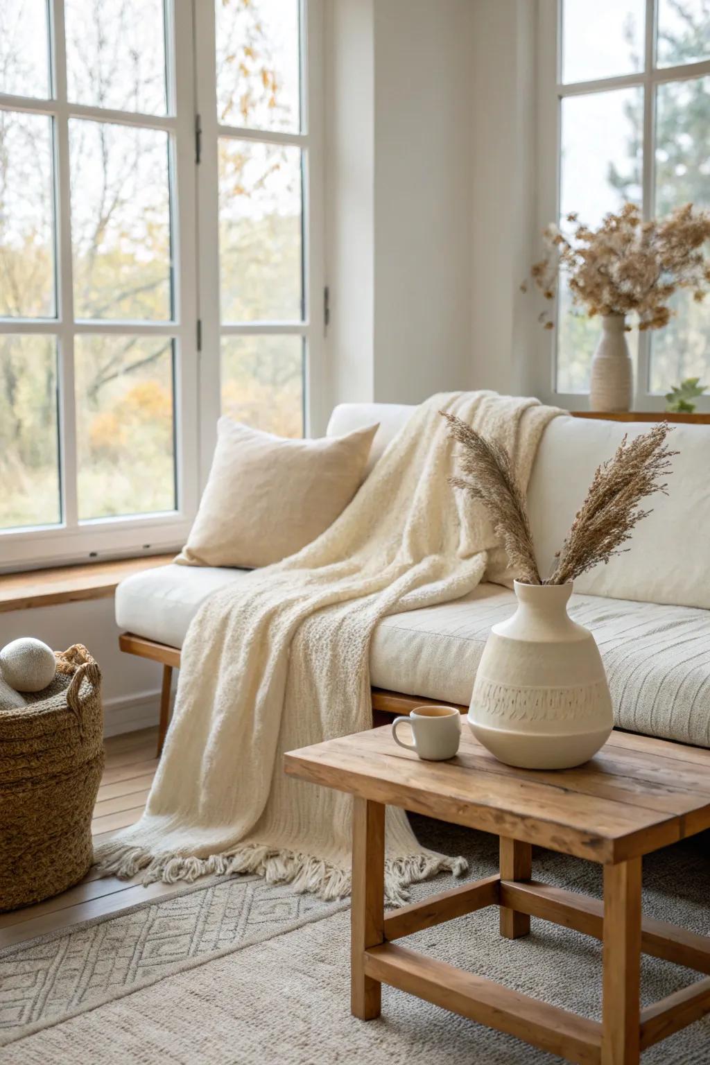 Bask in the warmth of vanilla tones that soothe and comfort. #VanillaGirlAesthetic #WarmInteriors