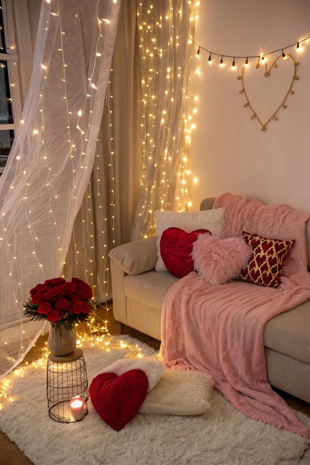 Create a magical atmosphere with the twinkle of fairy lights.