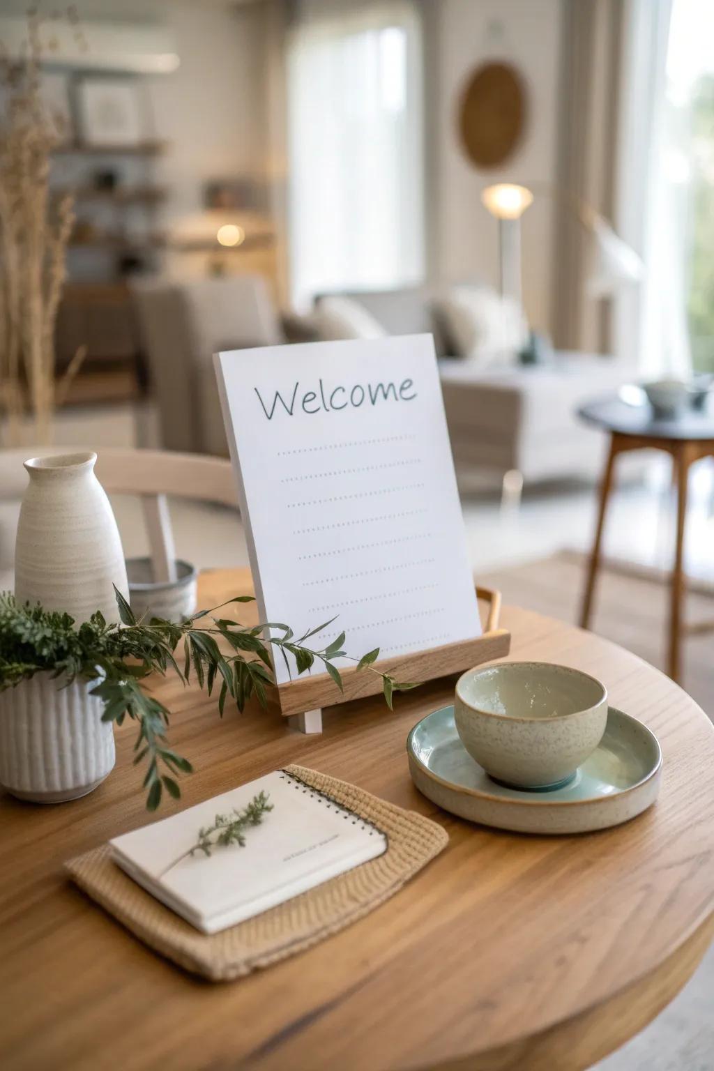 A thoughtful welcome note adds a personal touch to your open house.