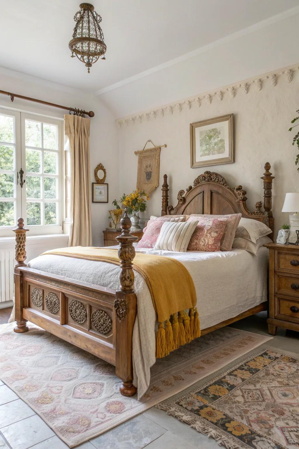 Embrace the charm of vintage for a cozy and artistic retreat. #VintageDecor #RetroStyle #InteriorCharm