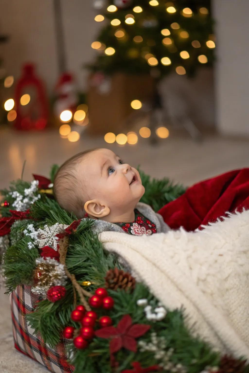 Add a touch of holiday cheer with a colorful garland for your baby's first Christmas.