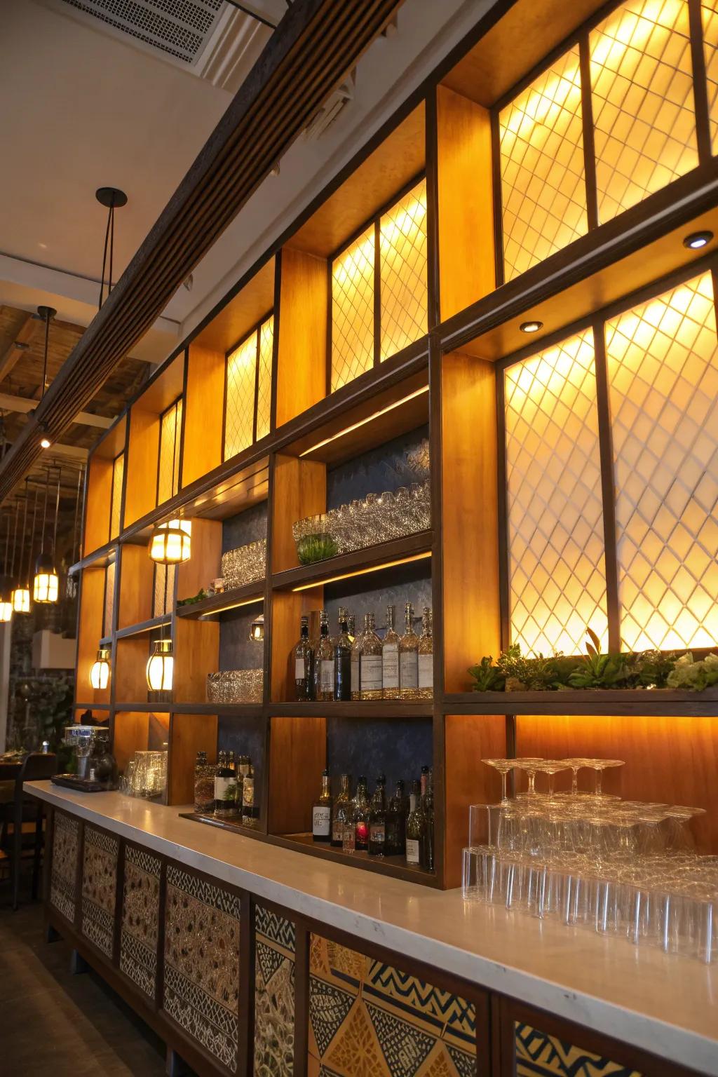 Personalize your bar with customizable light panels that reflect your style.