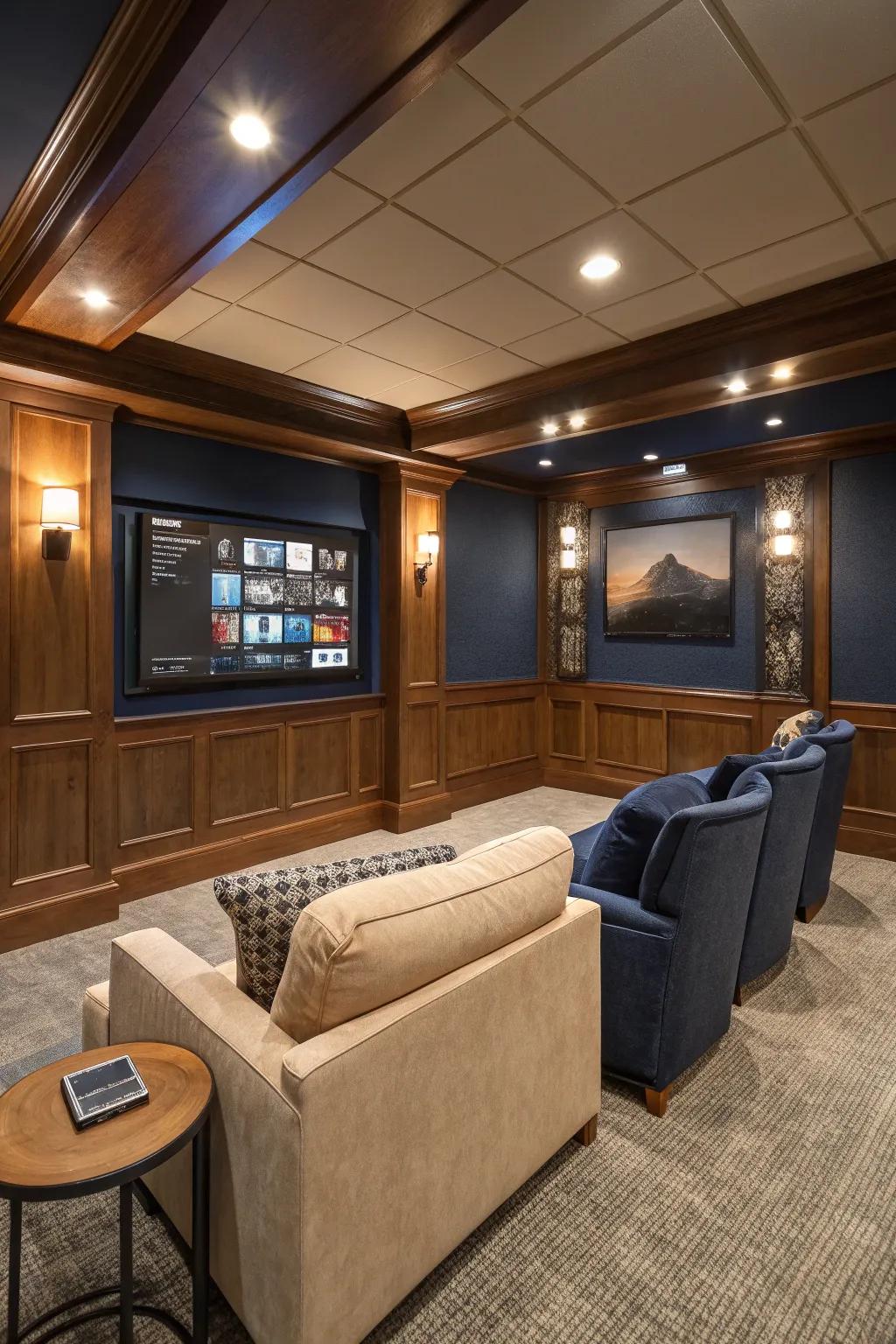 Smart technology integration transforms your media room into a modern haven. 💡 #SmartHome #TechSavvy