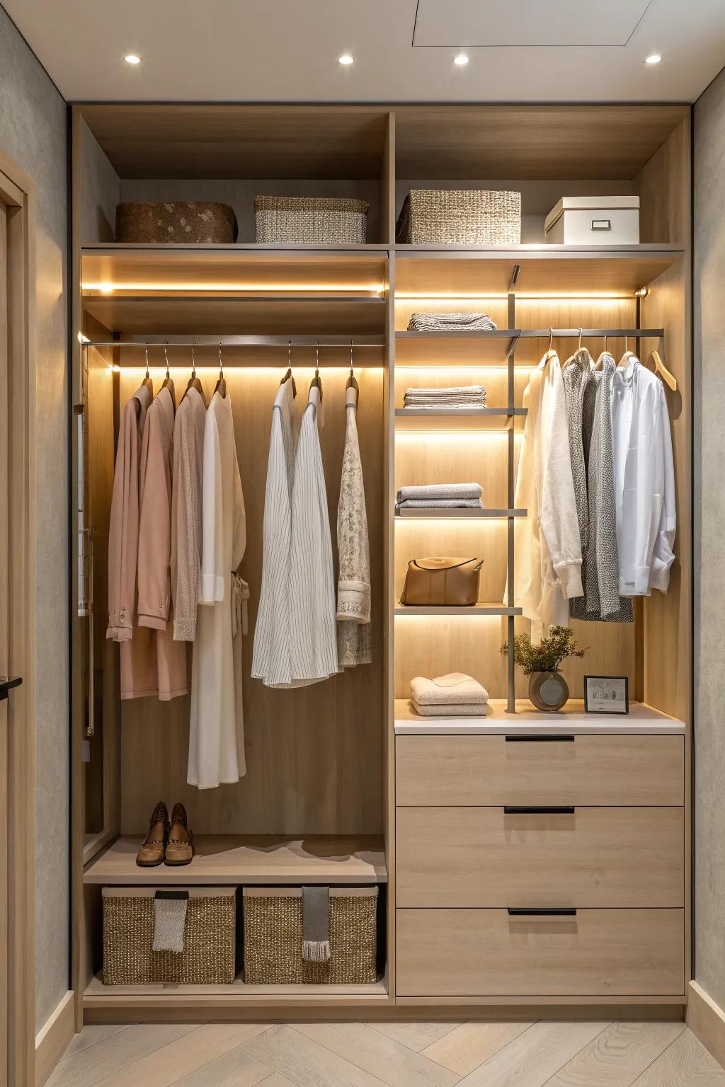 Double rods offer double the storage in the same space. 👗👚 #StorageSolutions #DoubleUp #HomeInspo