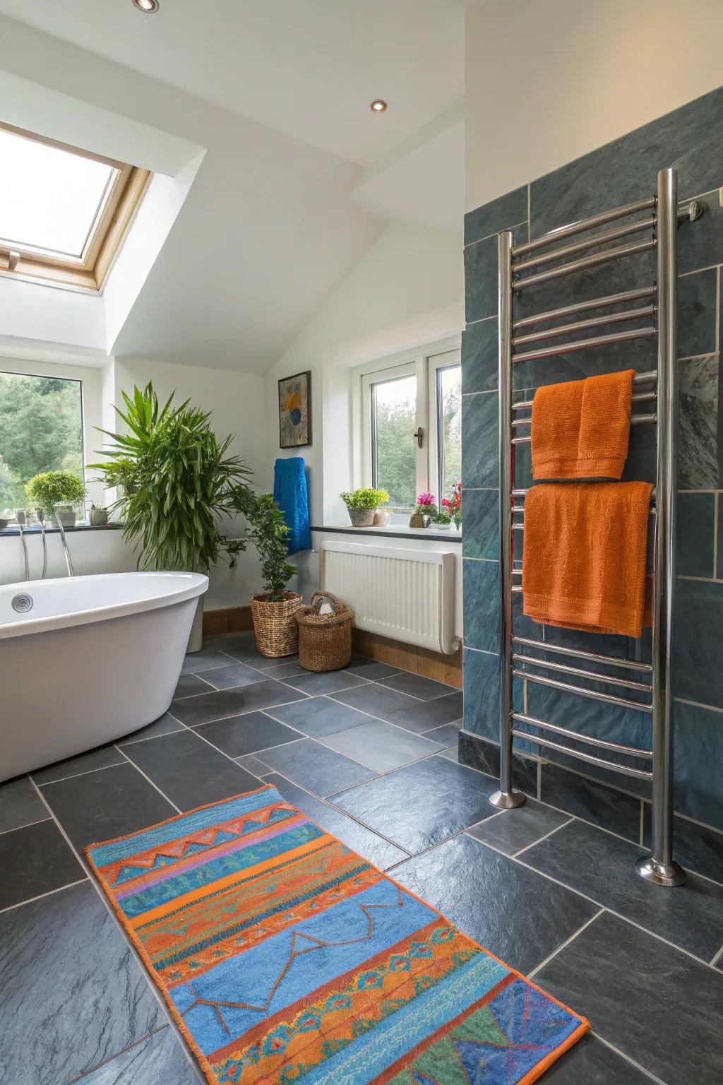Enhance luxury with underfloor heating beneath your stunning slate floors. 🌡️ #Warmth #SlateFloors #BathroomLuxury