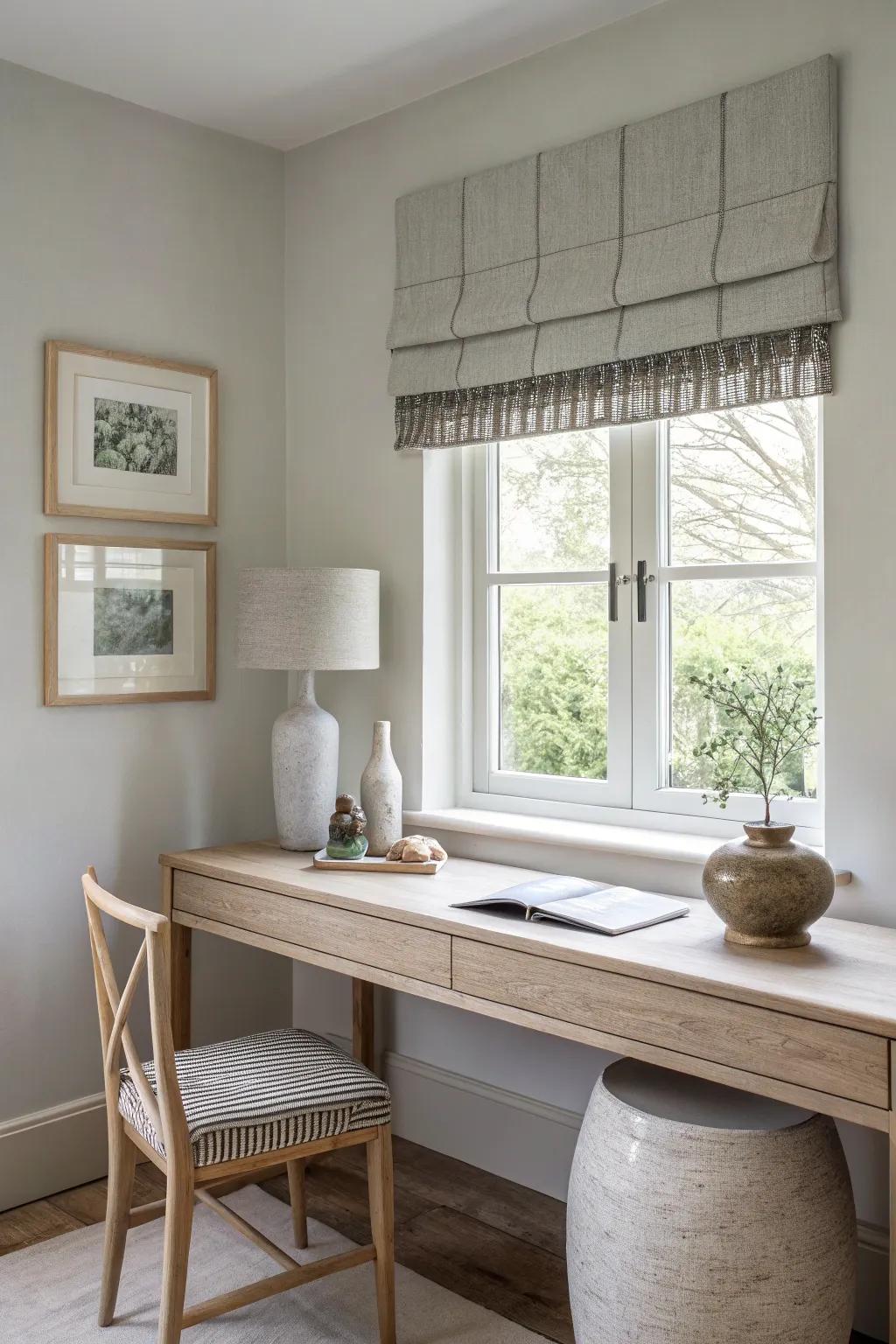 Monochromatic box valances seamlessly blend with your room's decor.