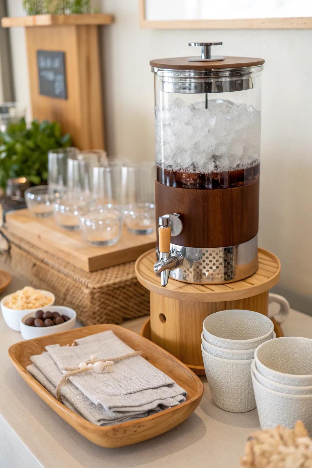 Chill out with a refreshing cold brew station at your coffee bar. 🧊 #ColdBrew #CoffeeStation #PartyVibes