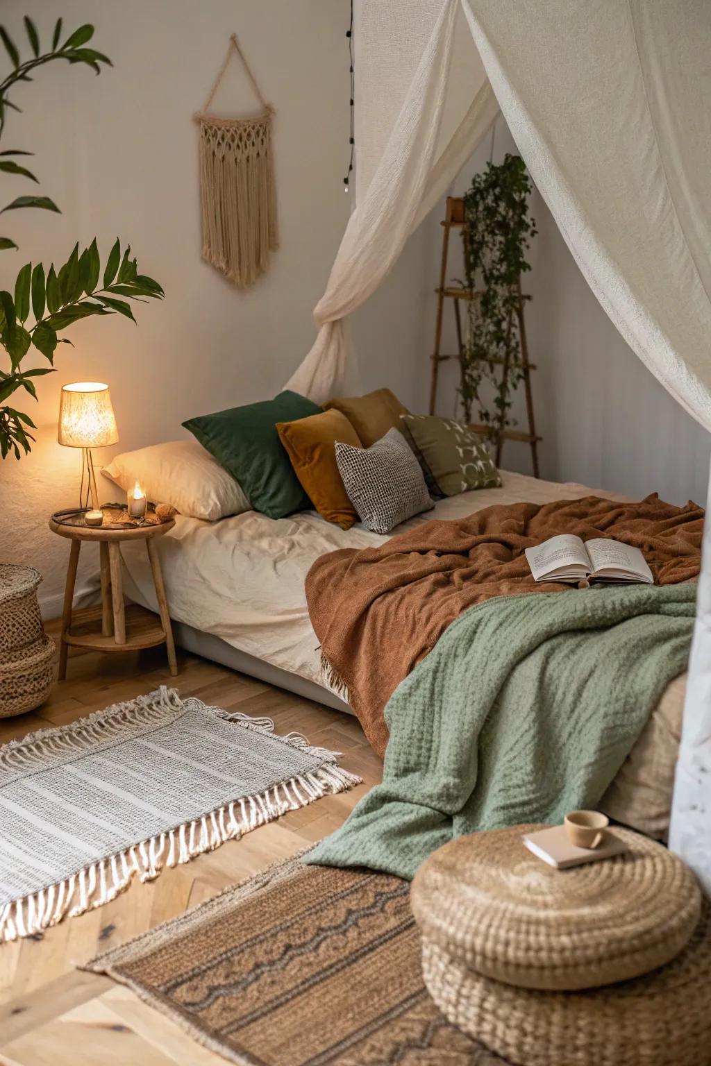 A cozy reading nook offers a perfect retreat for book lovers.