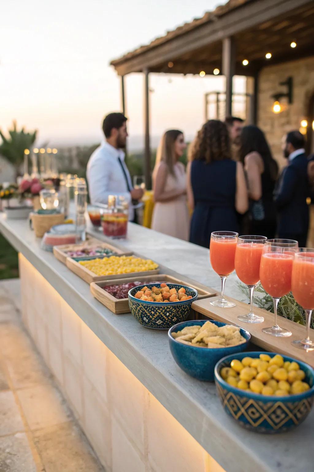 A tasting bar offers guests a delightful surprise and a taste of your personal favorites. 🍷 #TastingBar #WeddingDelights