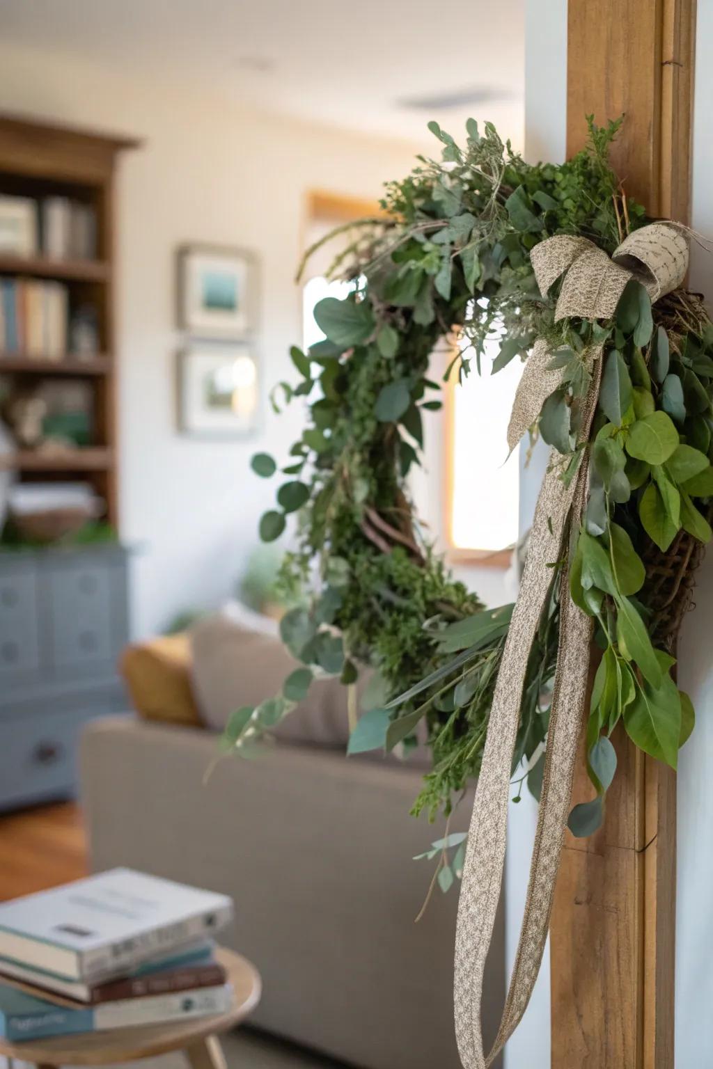 Make a statement with this modern, asymmetrical wreath.