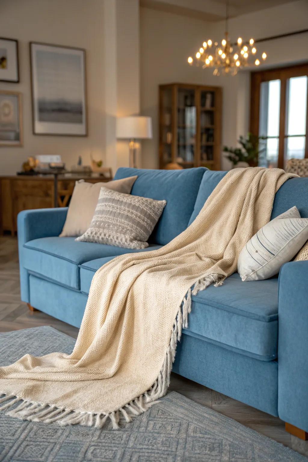Beige textiles wrap your living room in warmth and comfort, ideal for relaxation.