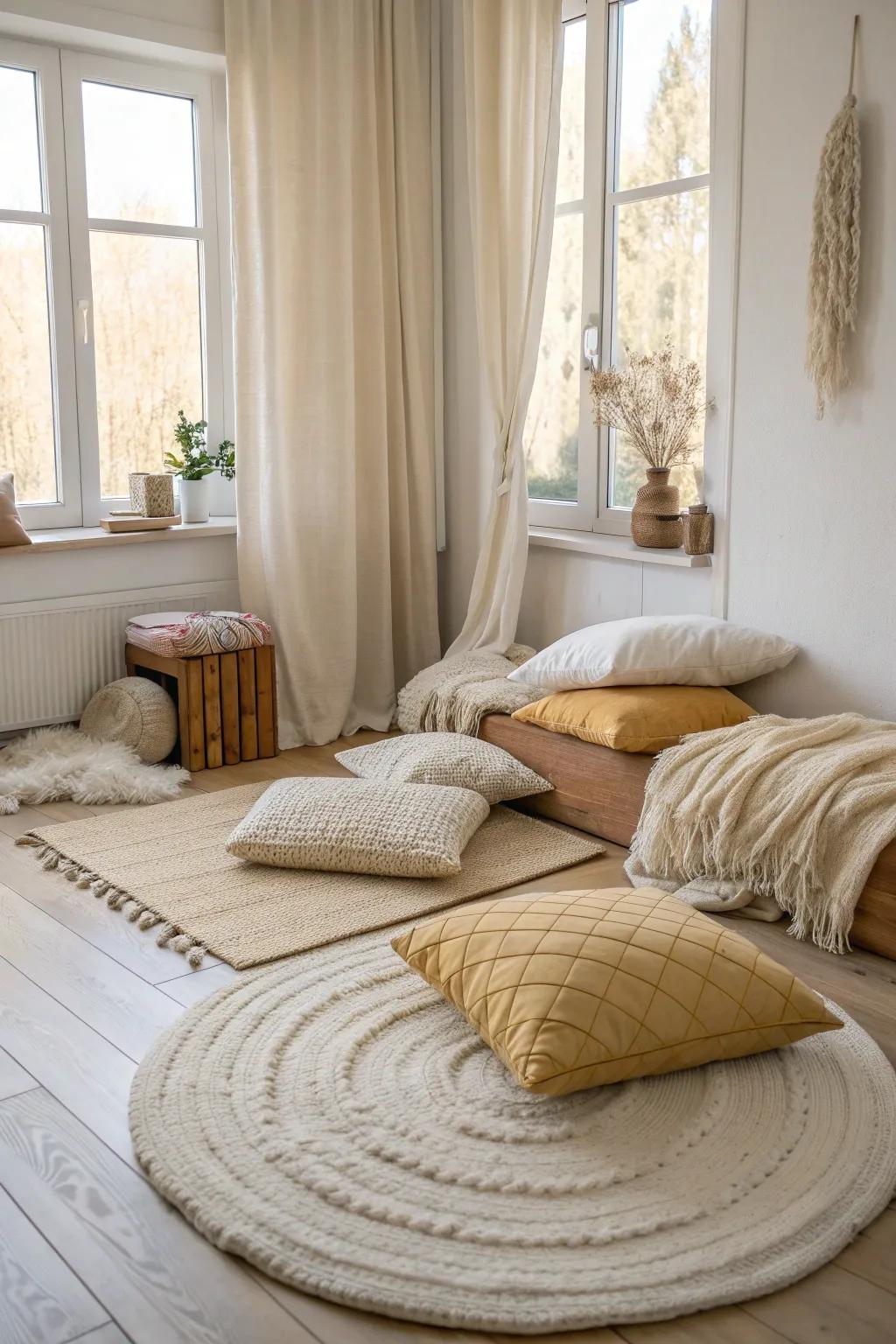 Cocoon yourself in comfort with luxurious textiles in your space.