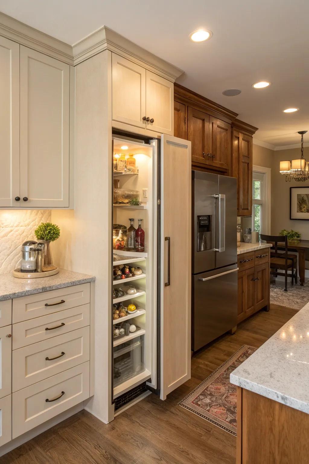 Maintain a clean kitchen with a hidden appliance garage that tucks away small gadgets.