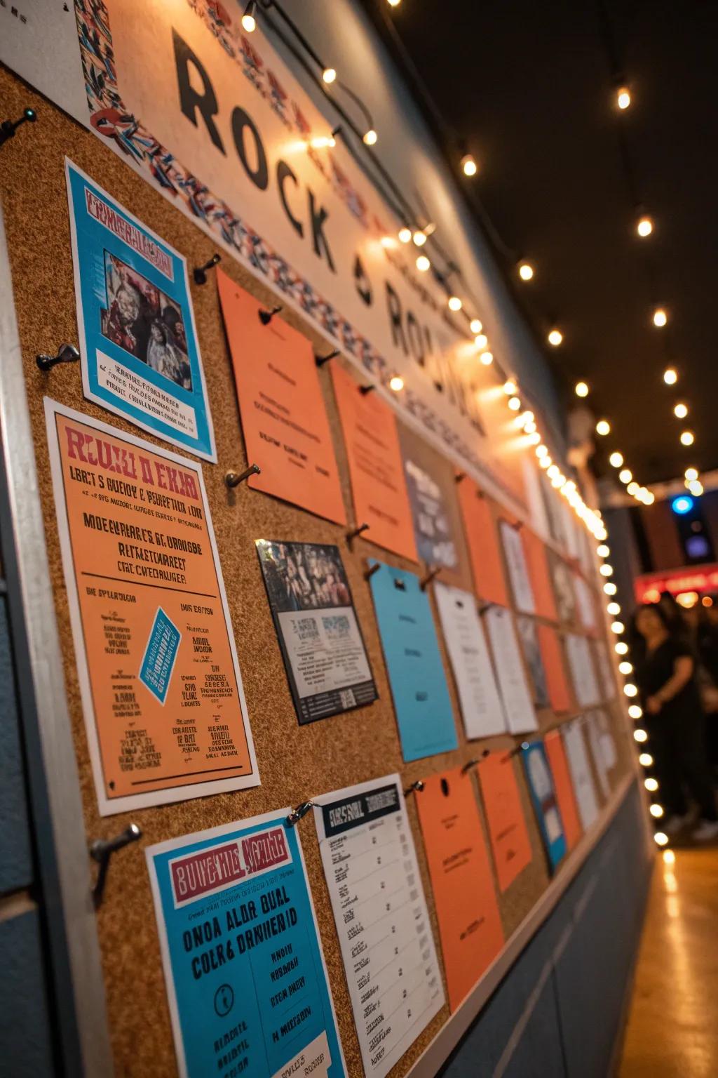 Capture the excitement of live music with concert ticket accents.