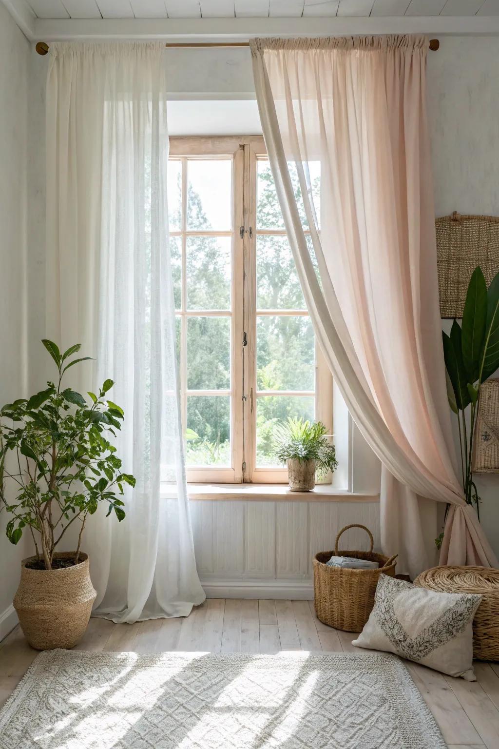 Light curtains keep rooms bright and welcoming.