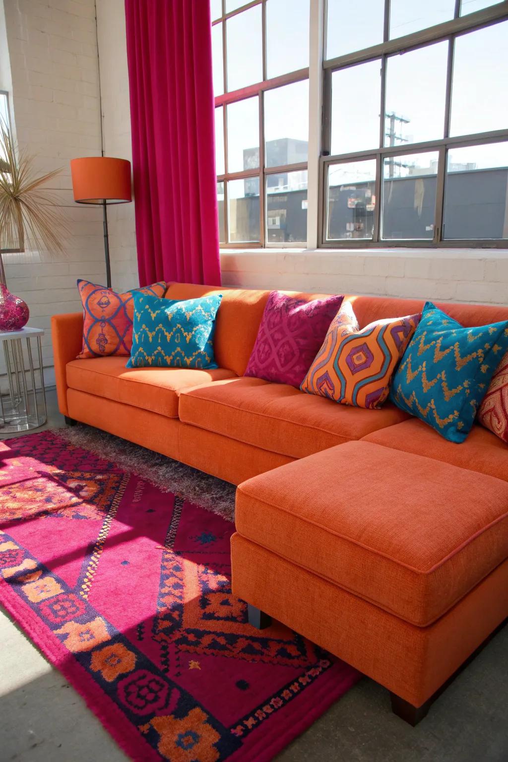 Bring vibrancy with dynamic patterns on your sectional. ✨ #PatternPlay #HomeStyling