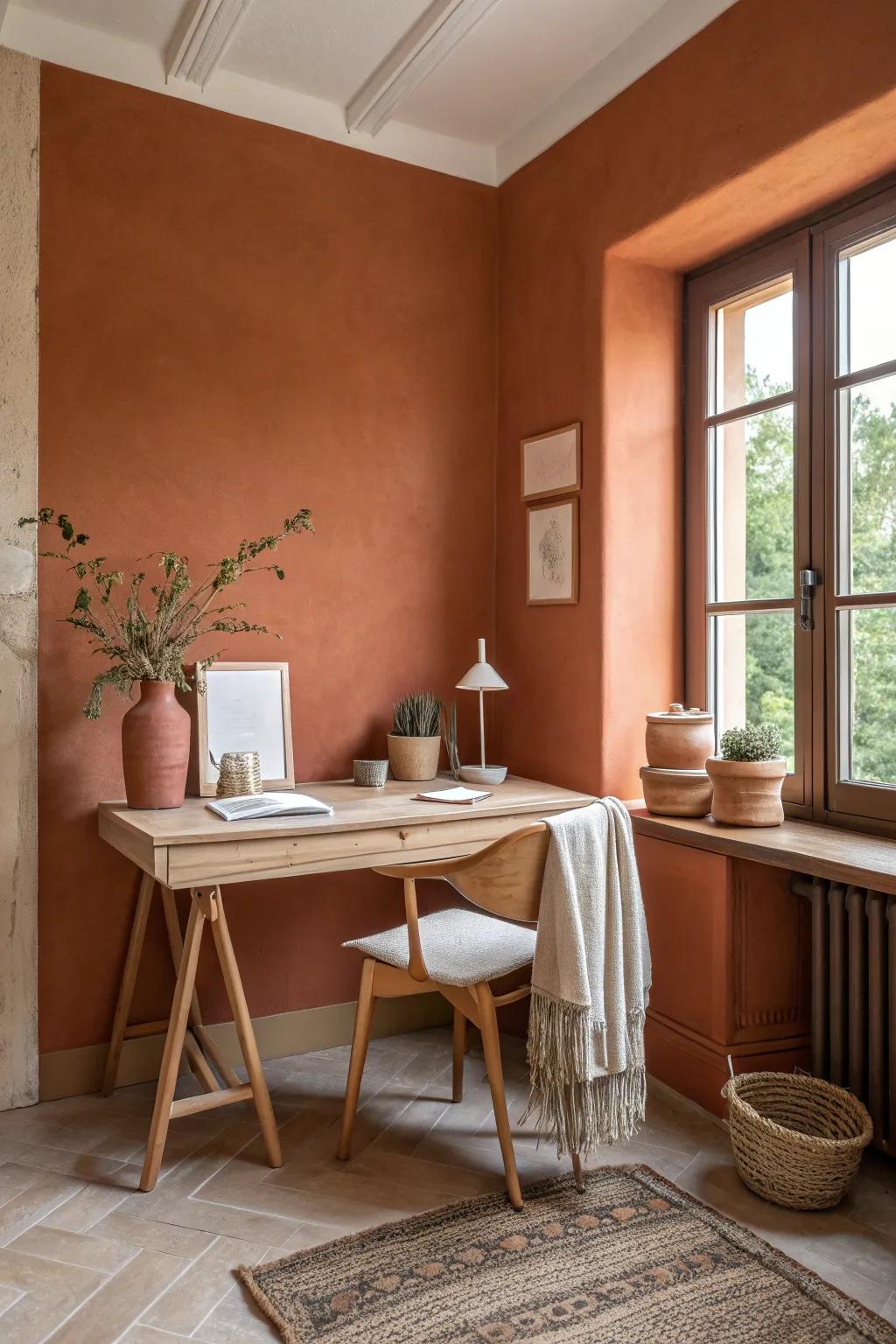 Ground your study space with warm earth tones for a stable, inviting atmosphere. 🌿 #EarthTones #HomeDecor