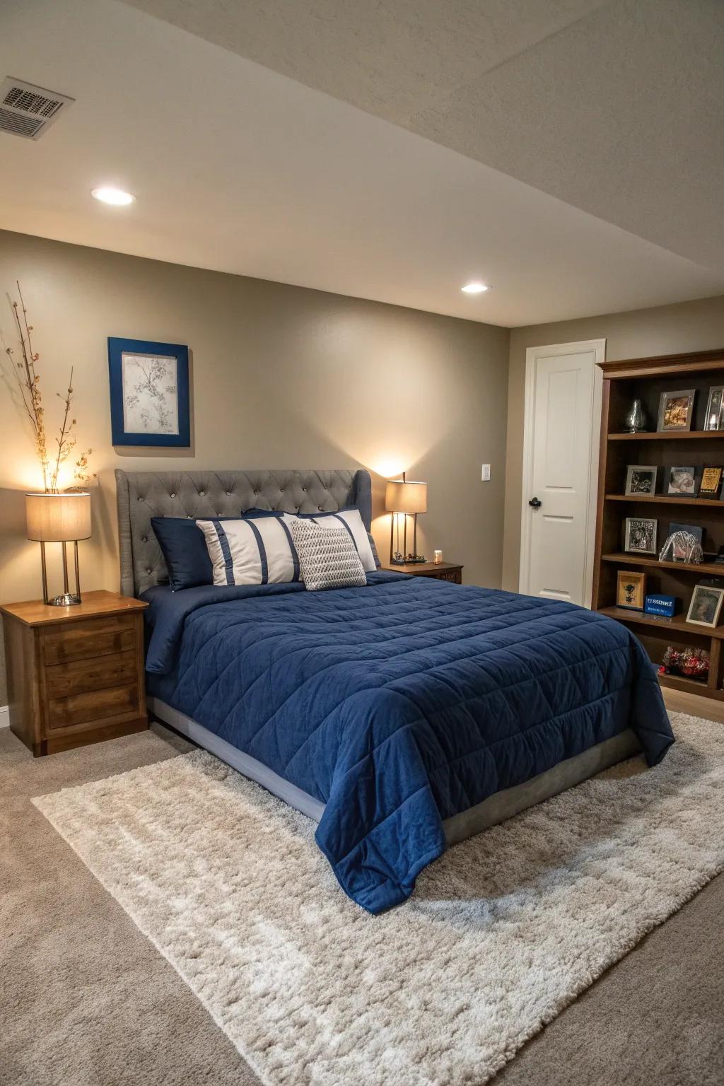 Deep blues offer timeless elegance and sophistication. #ClassicStyle #ElegantInteriors