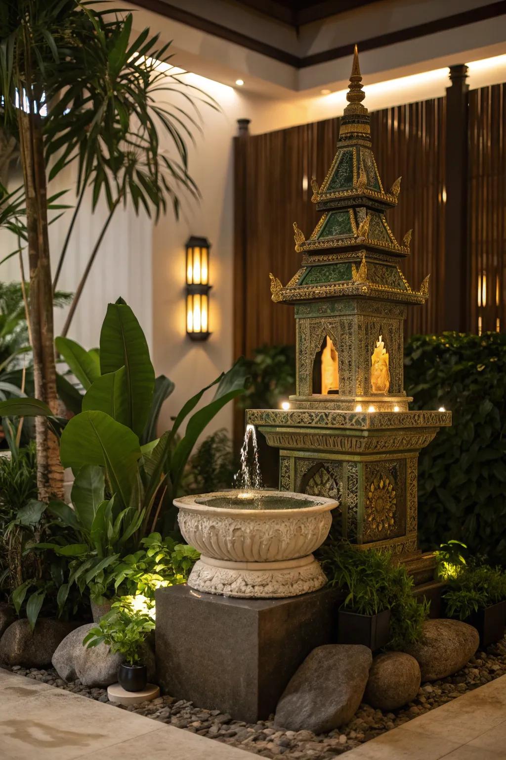 Create a calming ambiance with the soothing sounds of water features.