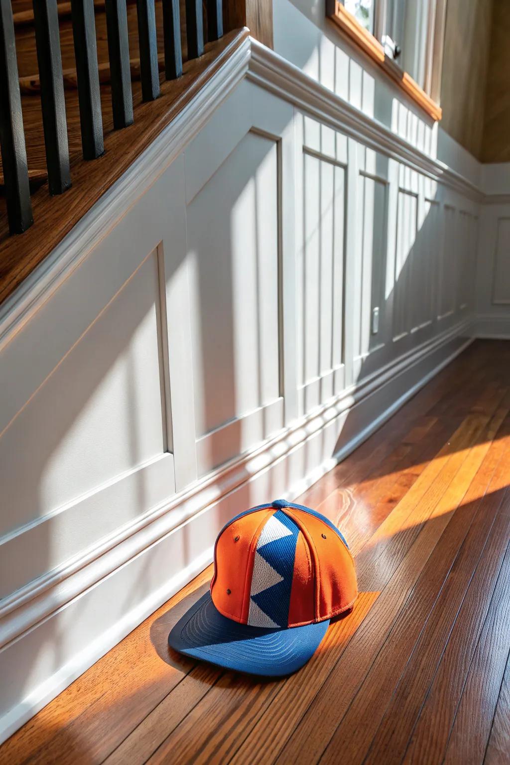 Make a bold statement with geometric design wainscoting caps that add contemporary flair and interest.