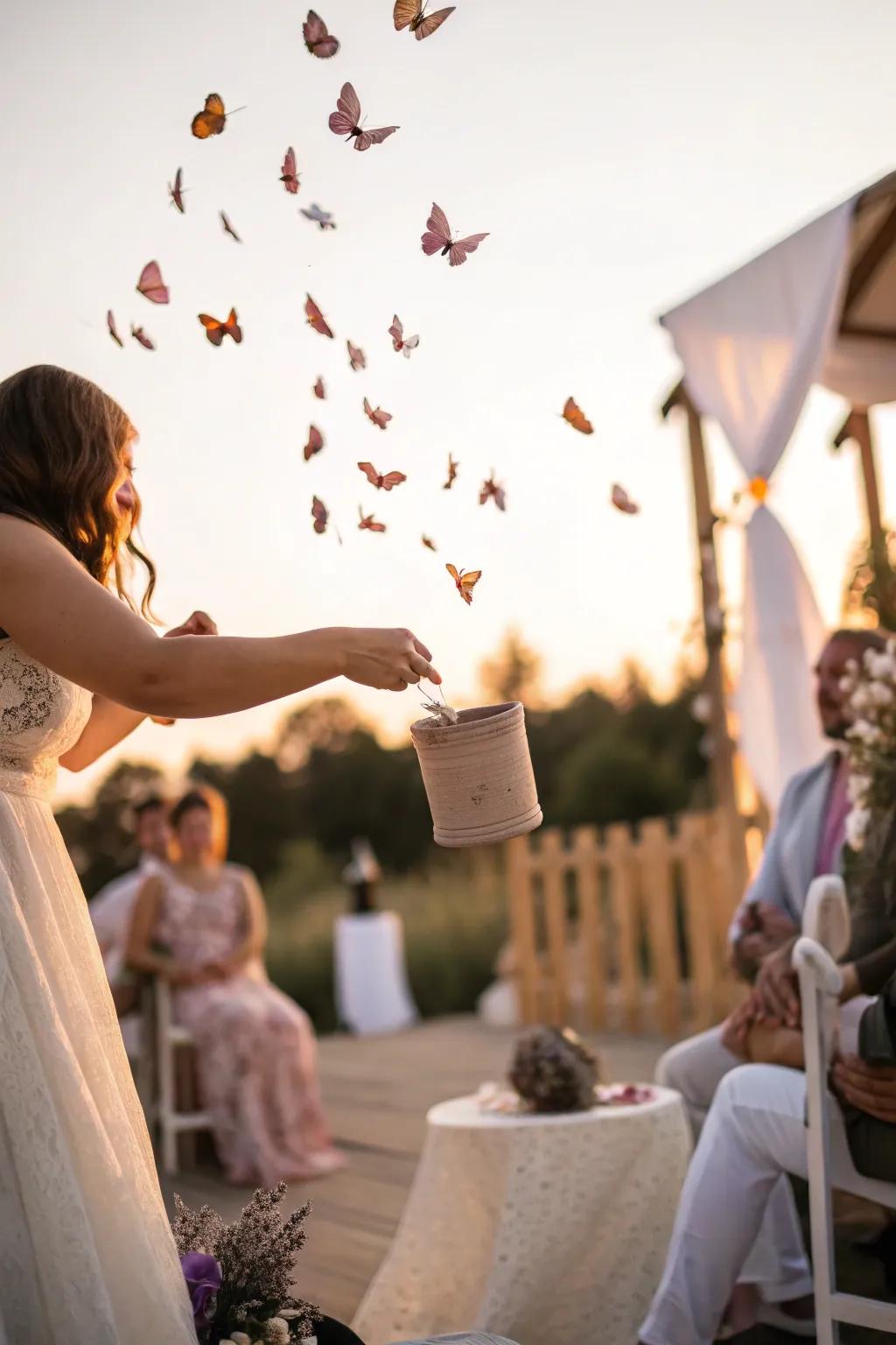 Let your dreams soar with a magical butterfly release. #ButterflyRelease #MagicalExit