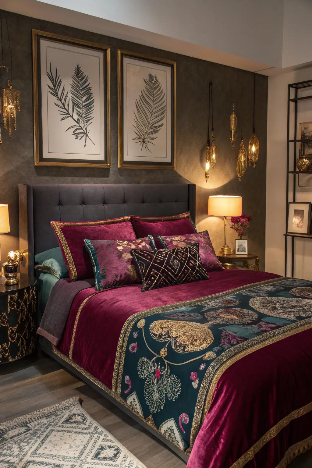 Transform your bed into a masterpiece with artistic bedding.