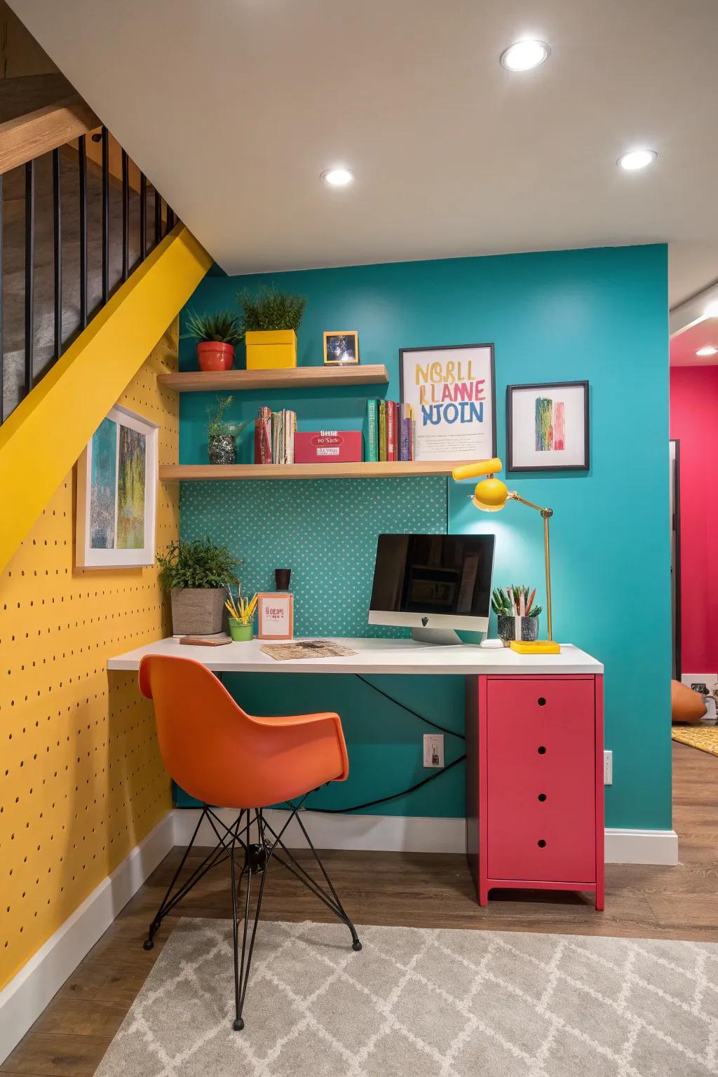 Boost your productivity with a basement workspace that blends form and function.