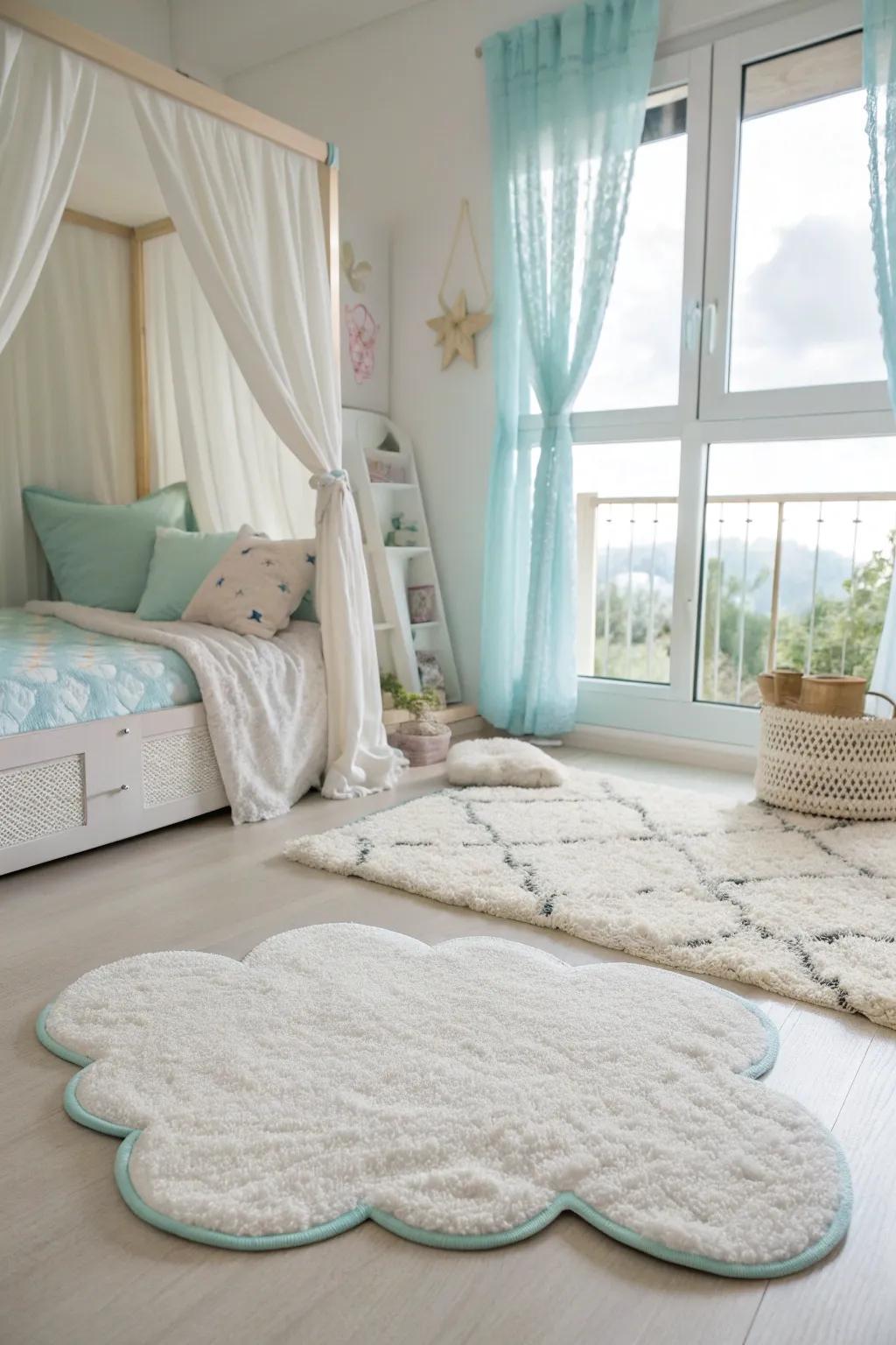 Step onto softness with a cloud rug that warms both heart and home.