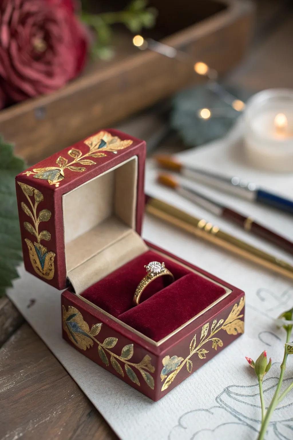 Turn your proposal into art with a beautifully hand-painted ring box that's truly one-of-a-kind.