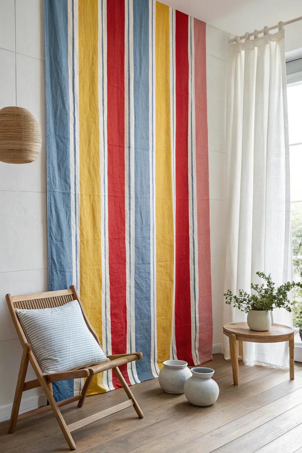 Add energy and fun to your space with colorful fabric stripes.