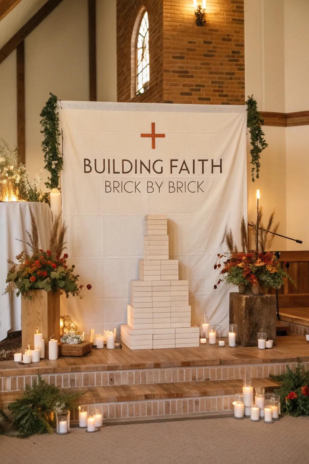 Lay the foundation of faith with a display that visually engages and inspires growth.