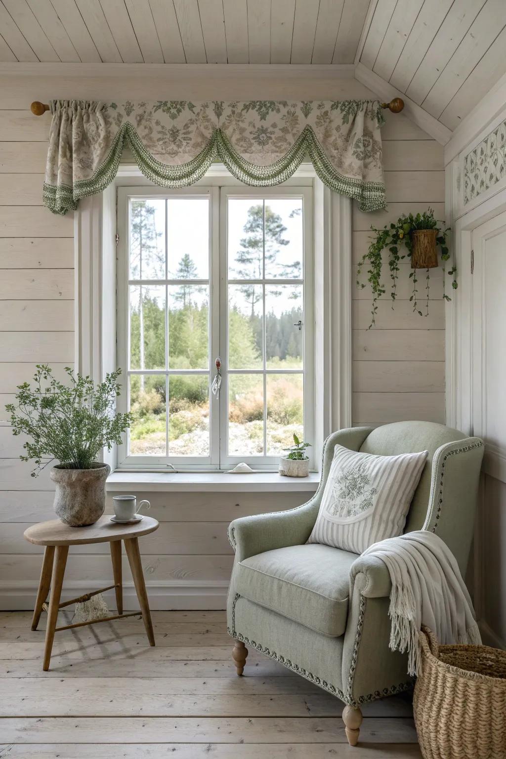 Decorative molding adds elegance and charm, perfect for creating a refined farmhouse look.