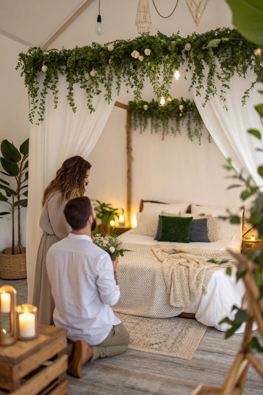 Greenery breathes life into the room, adding a touch of nature's elegance.